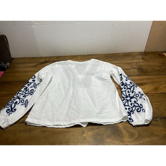 Lascana Embroidered Long Sleeve Linen Blend Blouse Size 6 - Picture 11 of 12